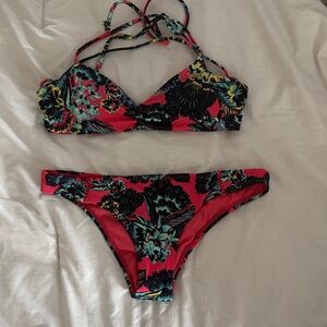 Roxy Floral Bikini Set with Strappy Top